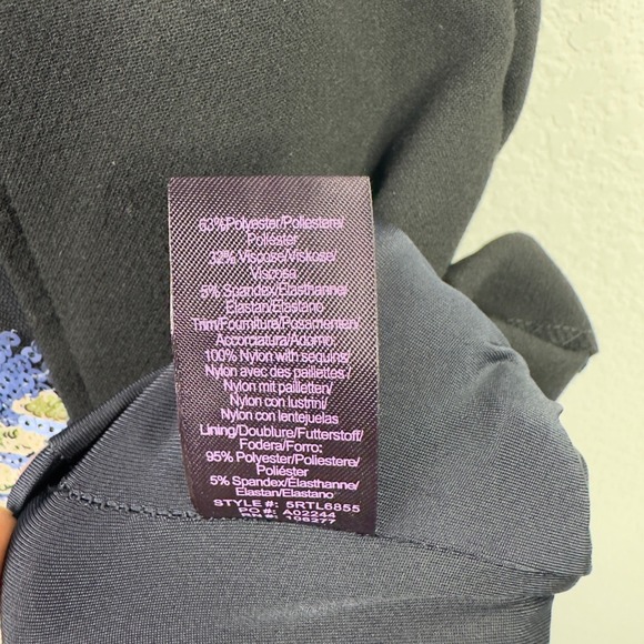 Hale Bob Dress Womens XS Black Blue Sequin Cocktail Formal Prom Dark Romantic - Picture 8 of 11